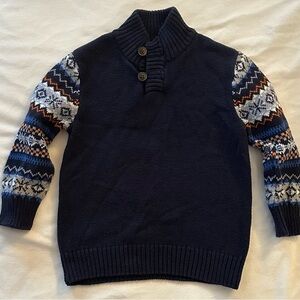 Gymboree Kids Navy Sweater with Patterned Sleeves